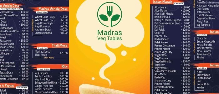 madras veg tables vegetarian restaurant 1