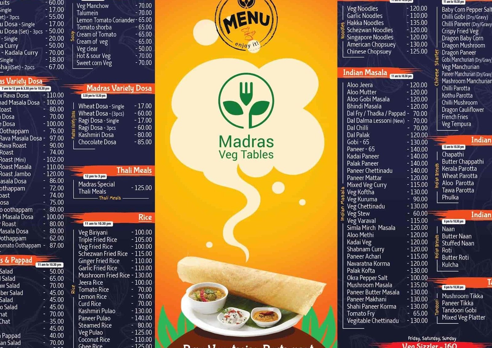 madras veg tables vegetarian restaurant 1